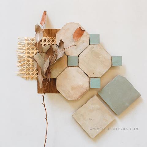 Tile flatlay with tiles from Tiles of Ezra