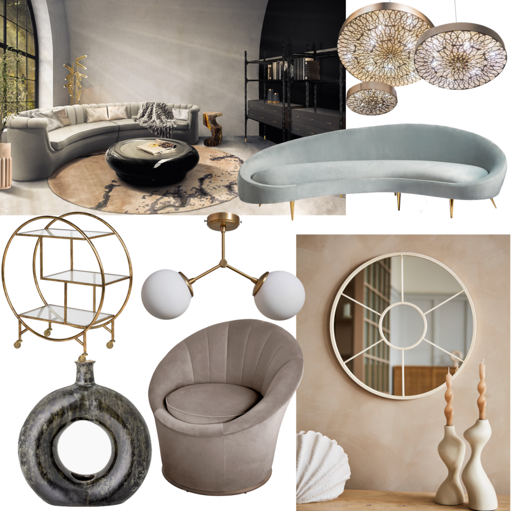 Using Curves in Interiors Collage Mood Board from Chelsey Home