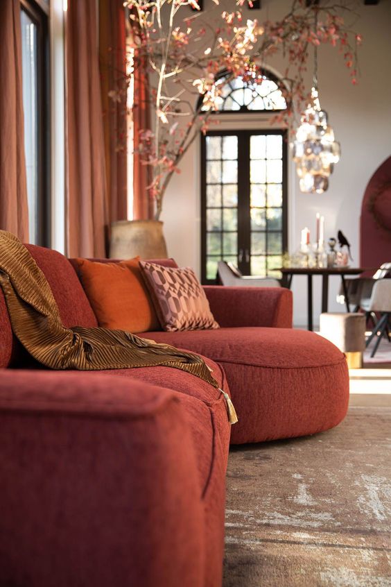 Red era inspired living room. Interior Design in Taylor Swift's Eras
